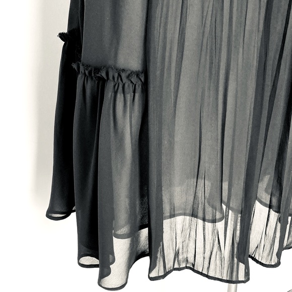 VINTAGE babydoll evening maxi Dress SIZE 14 black strappy - Picture 5 of 8